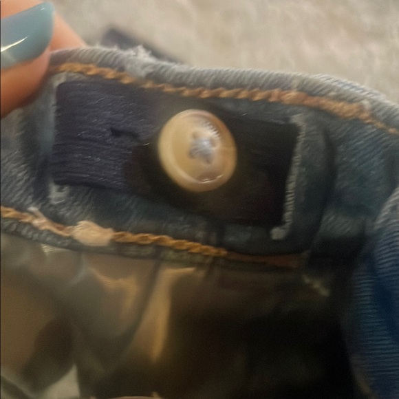 NWOT Abercrombie Girls Blue Straight Leg Jeans with Patchwork Design size 11/12 - Picture 3 of 4